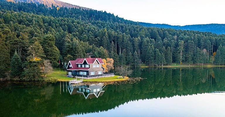 Home on a lake in the woods